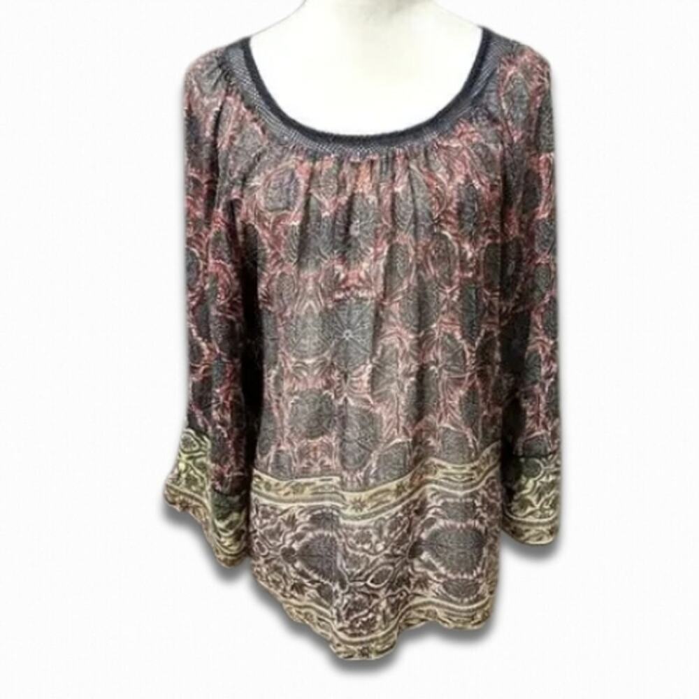 Plenty by Tracy Reese Tunic Top Long Sleeves Floral Pattern Multicolor W P Small